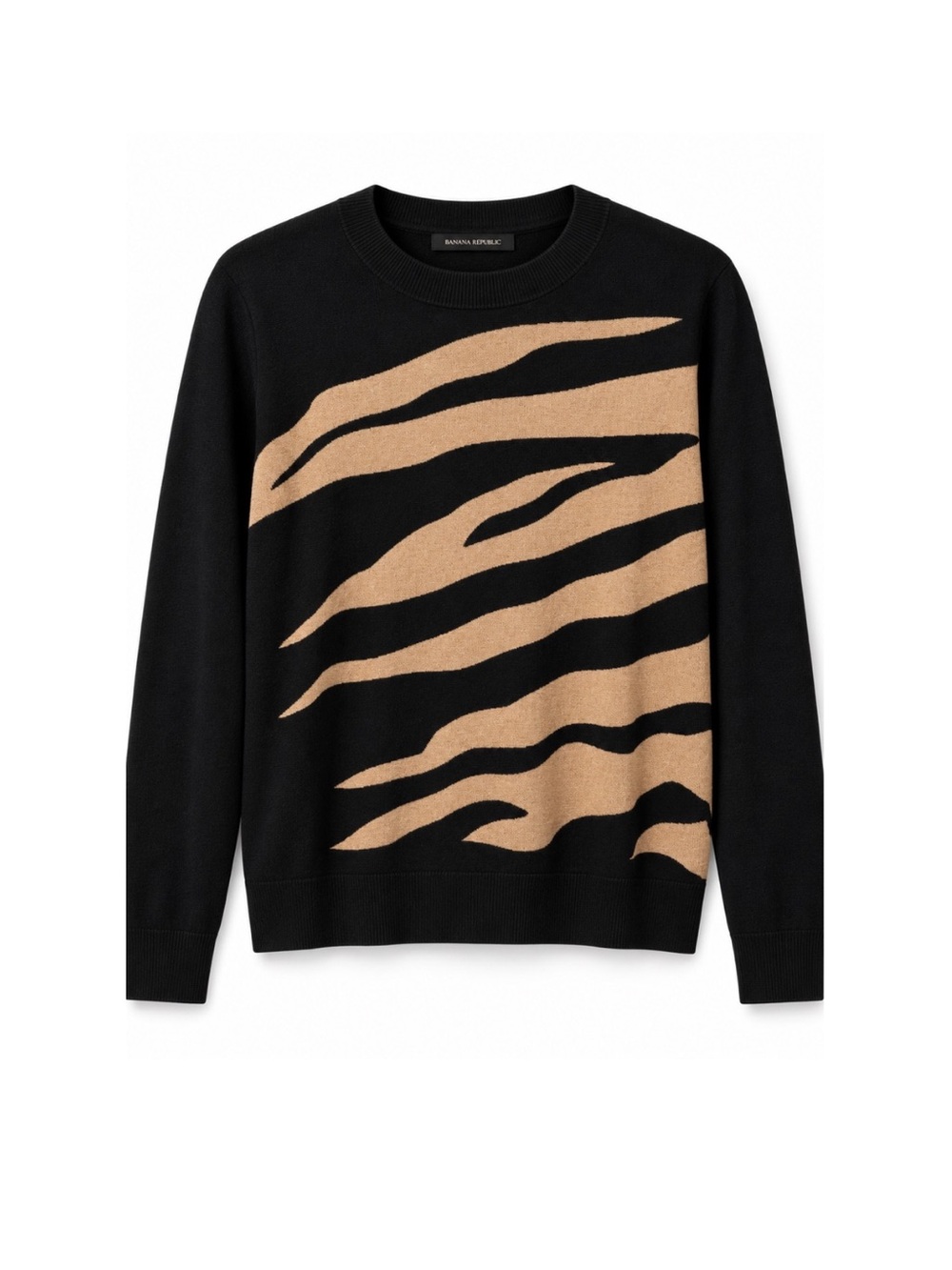 Banana Republic Silk Cashmere Animal Print Sweater – Black/Camel, Size M